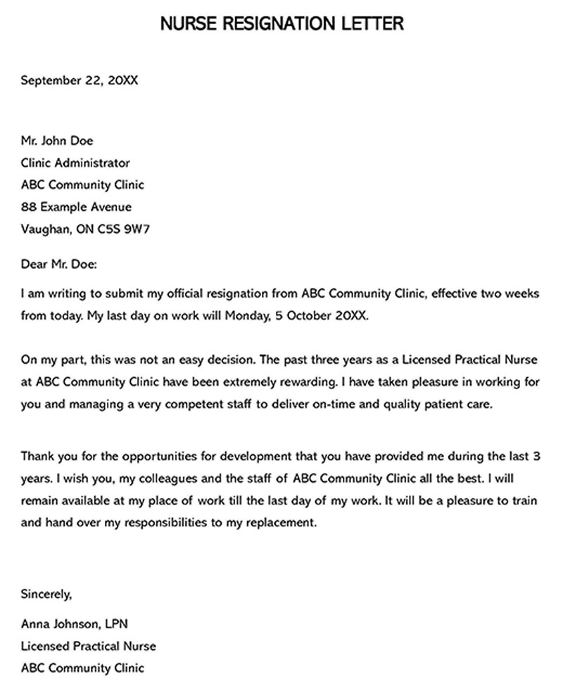 resignation letter pdf