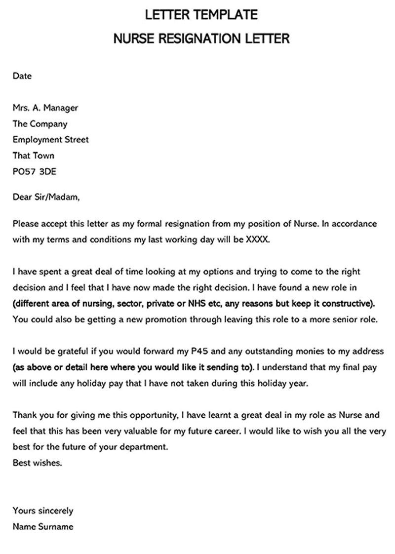dental nurse resignation letter