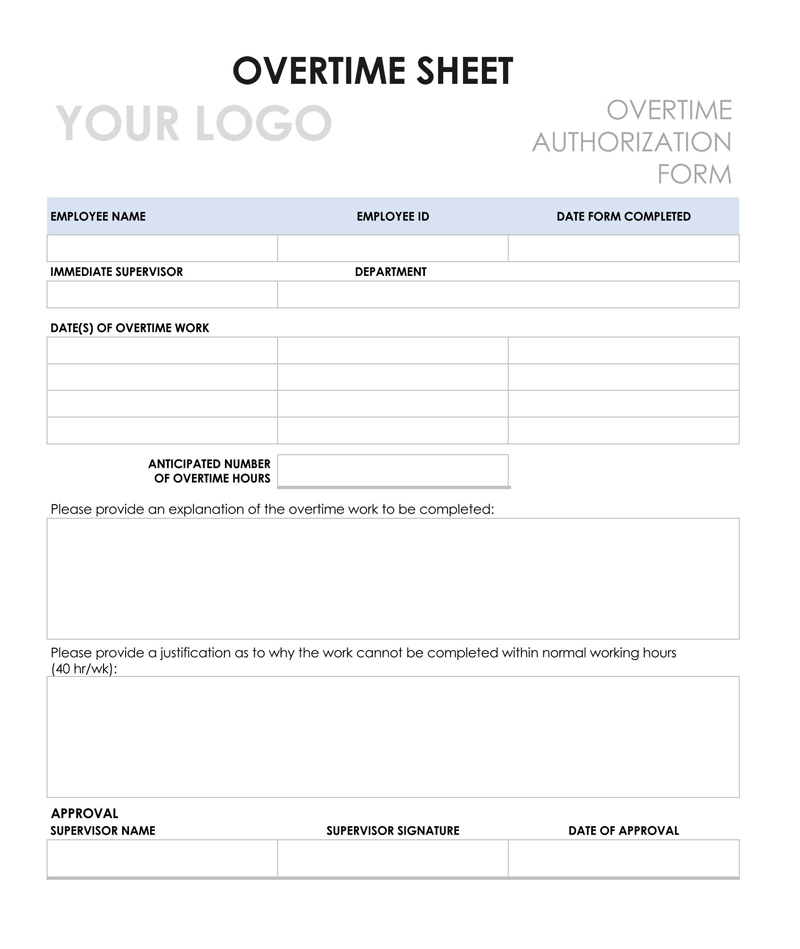 monthly overtime sheet template excel free download