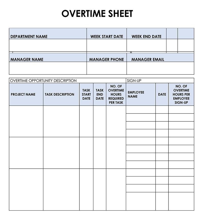 Free Overtime Sheet Example