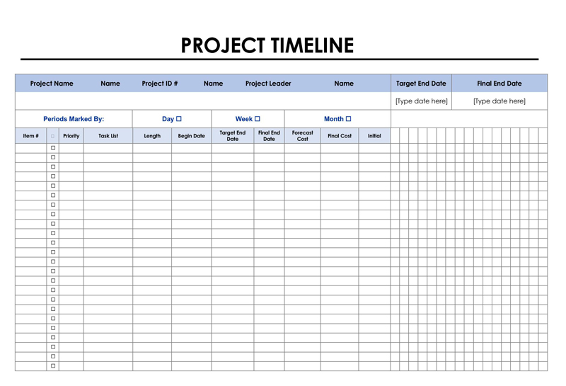 Free project timeline template in Word 01
