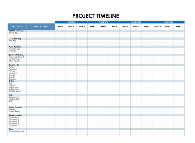 Excel Sample project timeline template for free 03