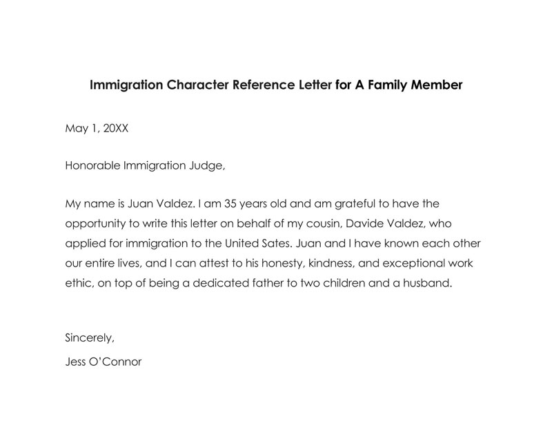 letter of reference for immigration 