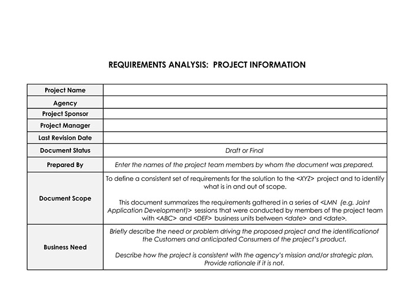 "Sample Requirements Analysis Format"