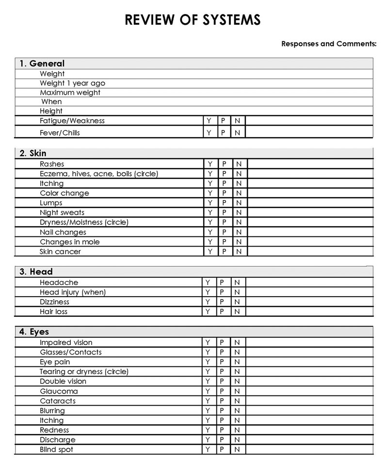 review of systems checklist word document