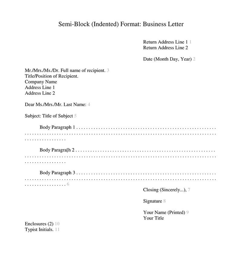 Semi Block Format for Formal Letter