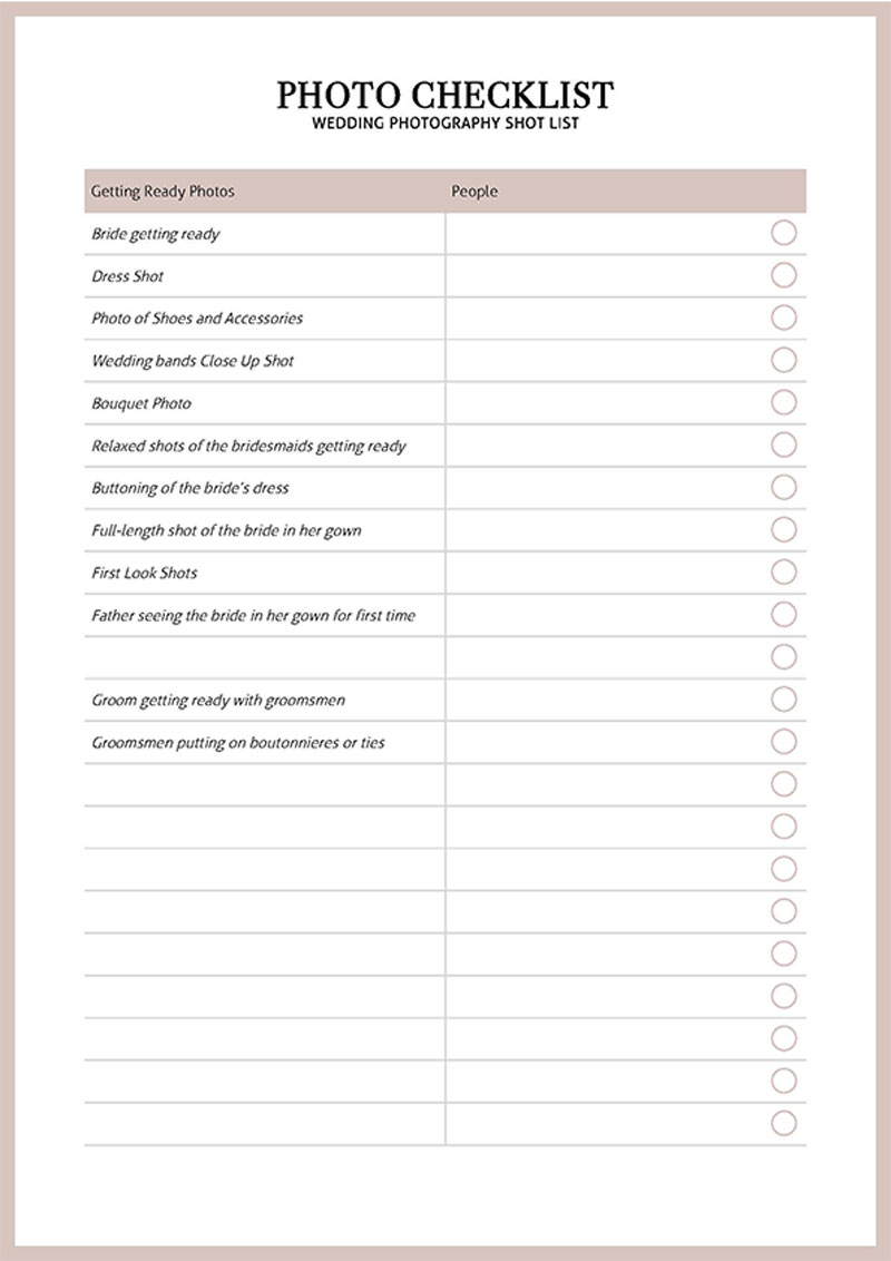 Free Wedding Photography Shot List Template for Production 02 in pdf format