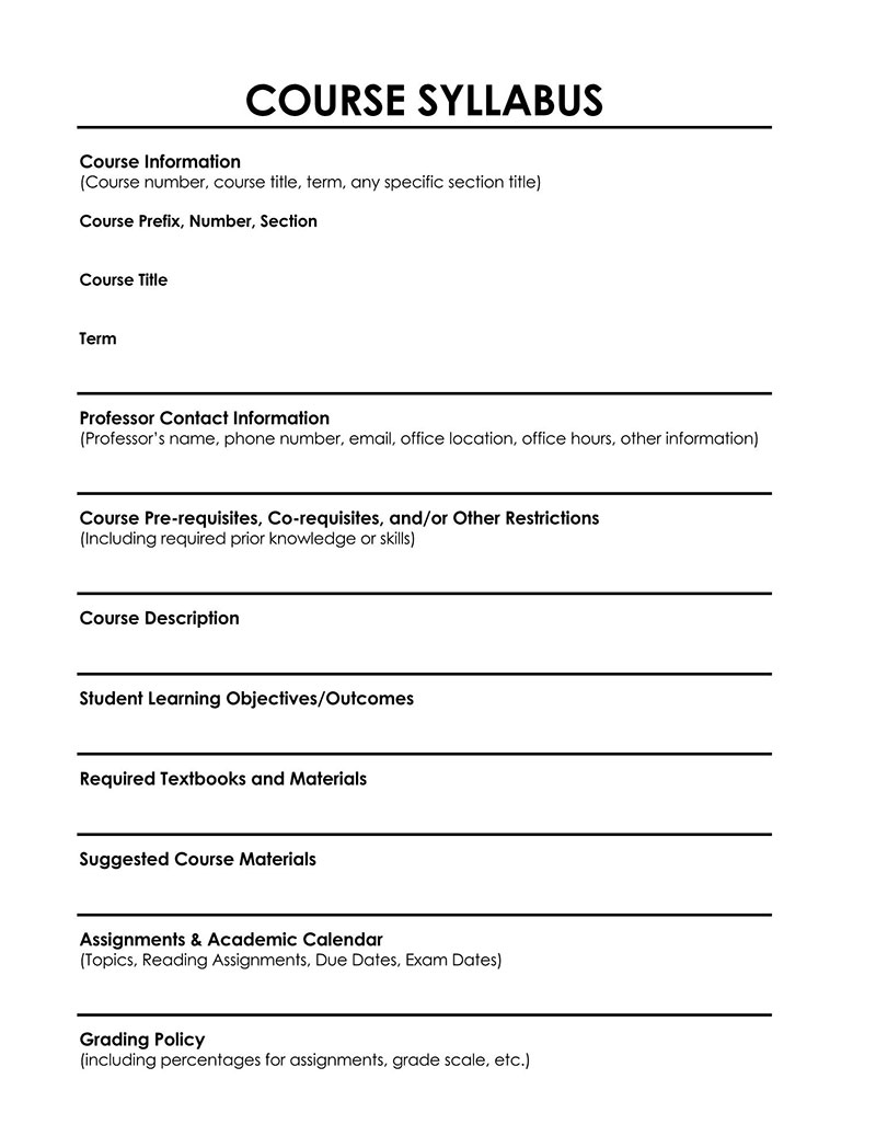 Printable Course Syllabus Example