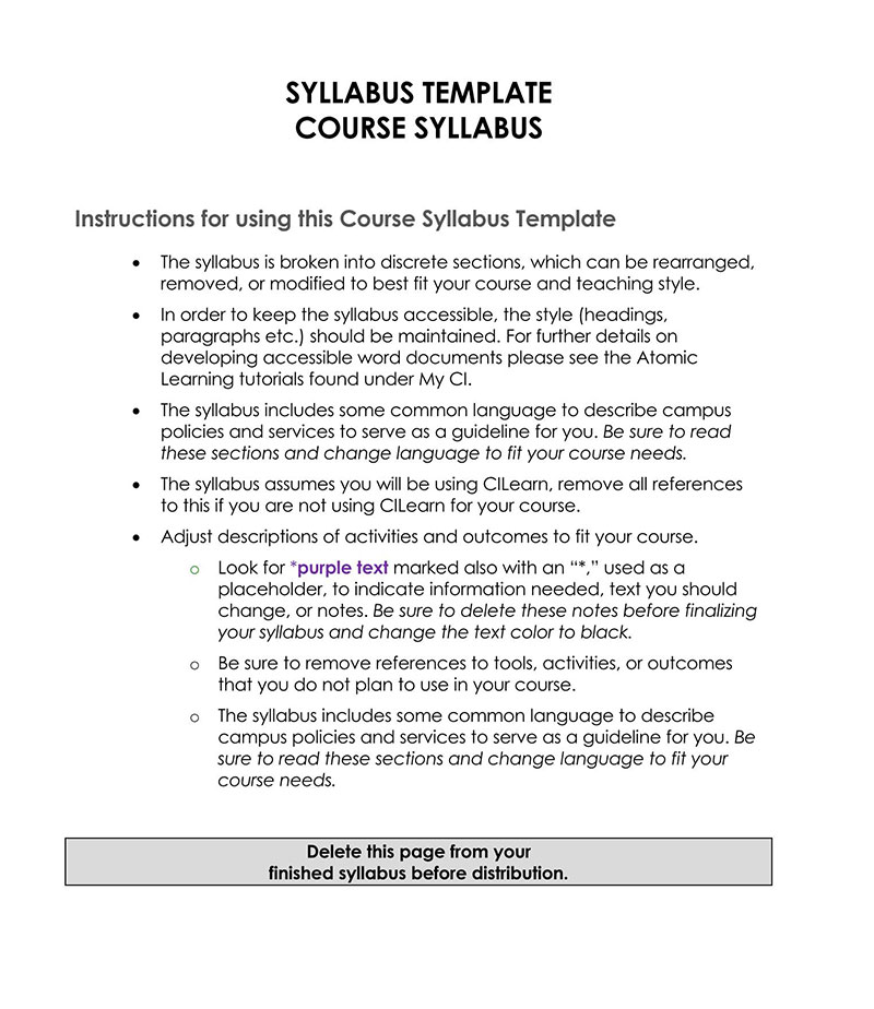 Free Printable Syllabus Template