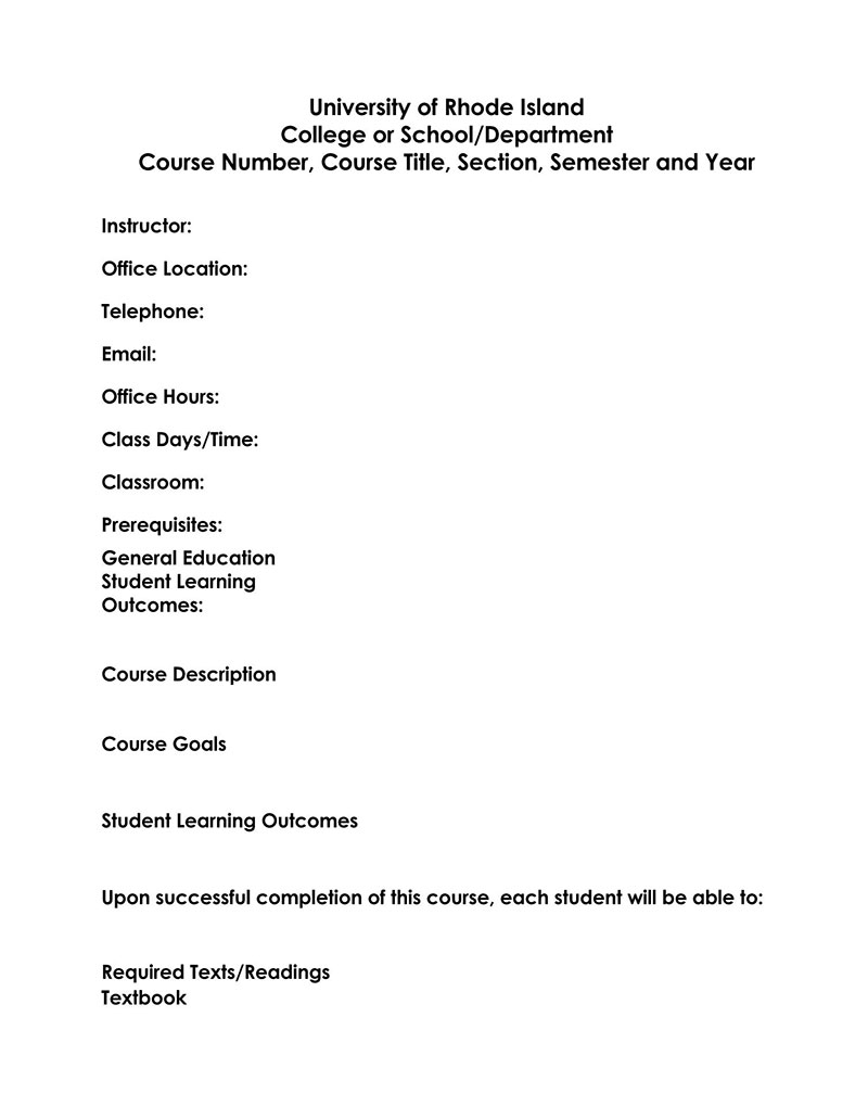 Editable Course Syllabus Sample