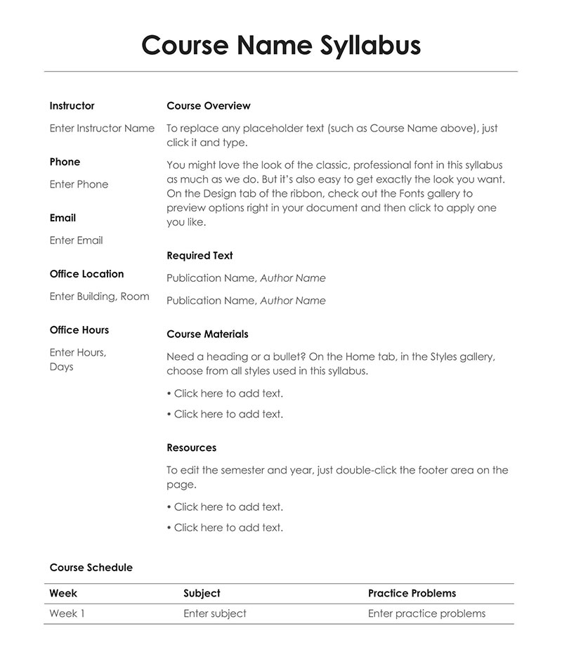 free creative syllabus template