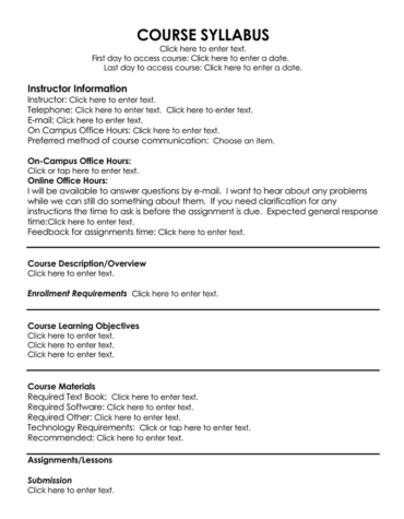 35 Free Course Syllabus Templates (Editable) - Word | PDF