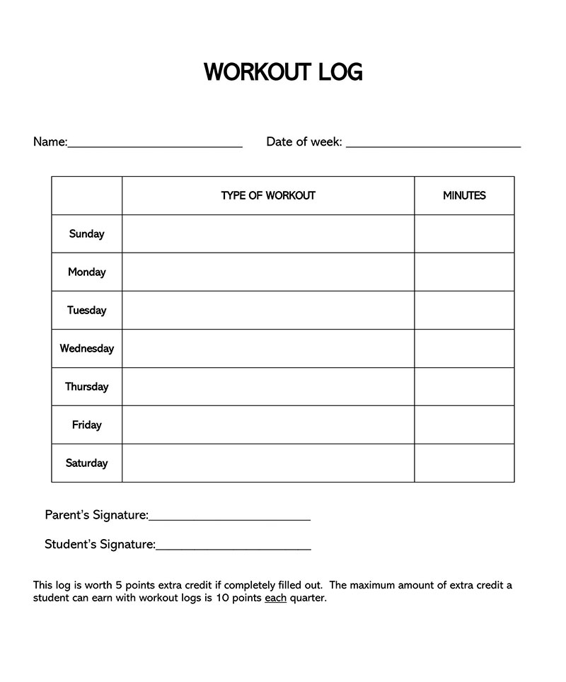 workout log template - google sheets