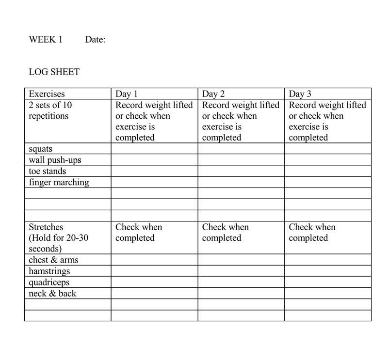 Workout Log Template Word