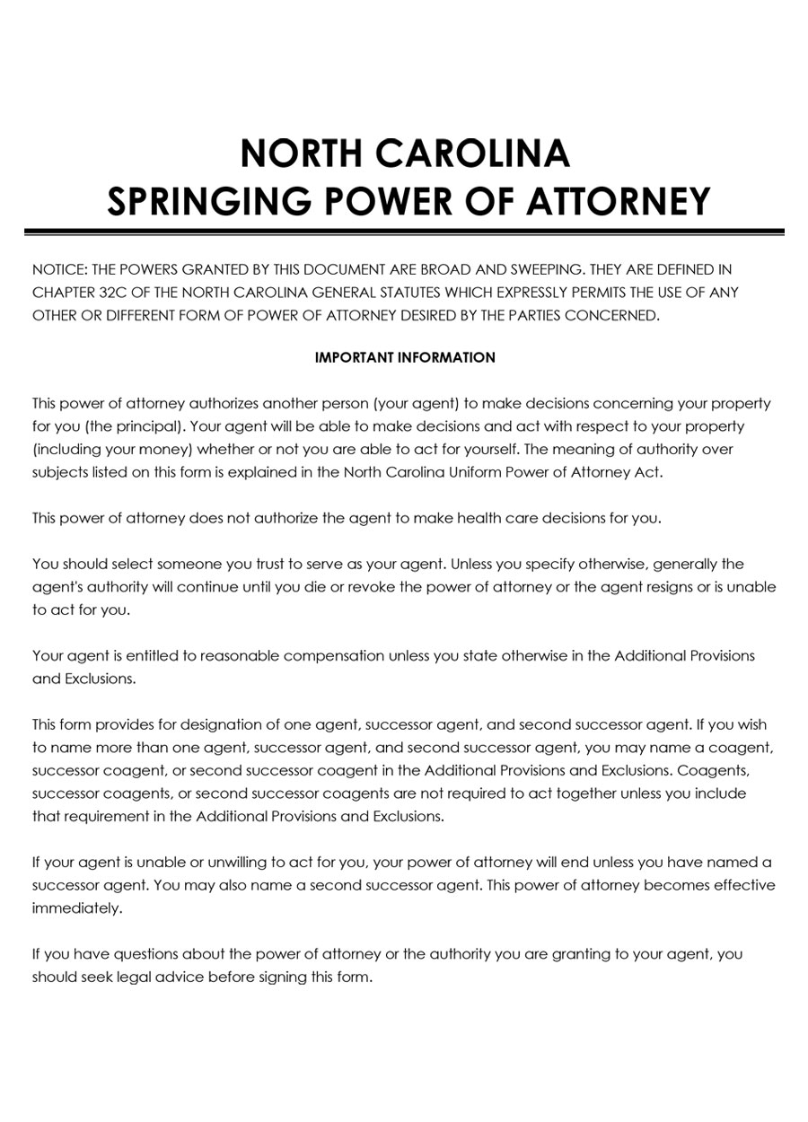 Springing Power of Attorney