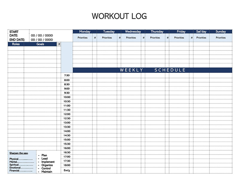 PDF Workout Log Format