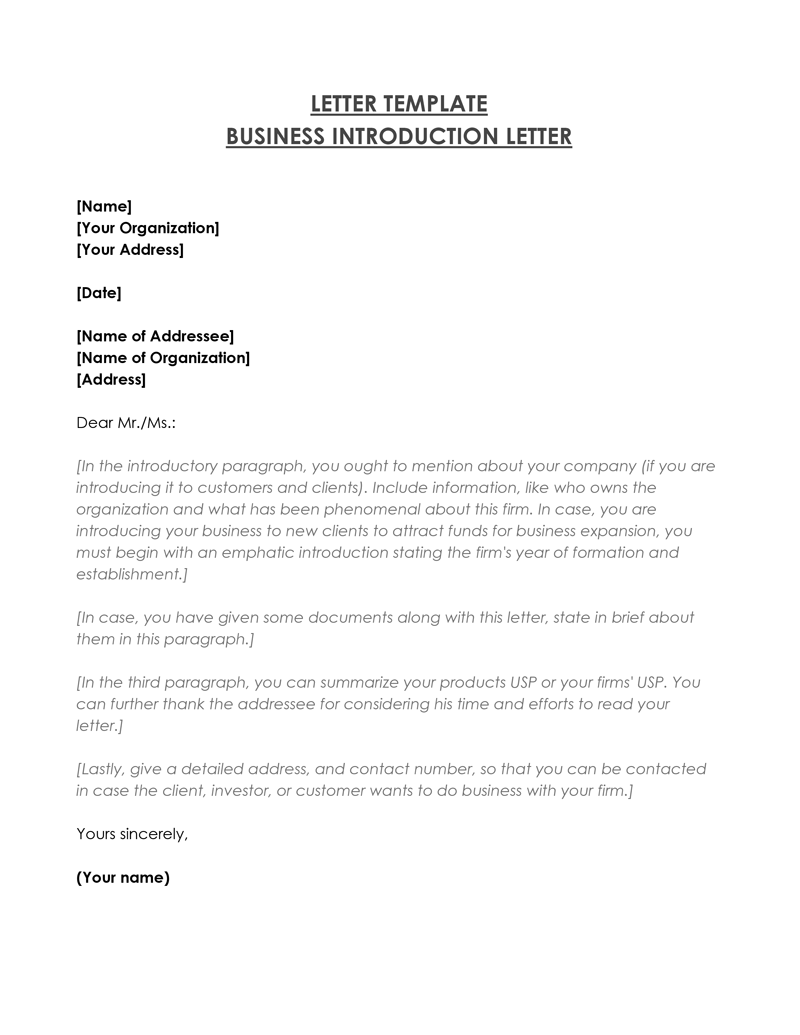 Sample business introduction letter for free