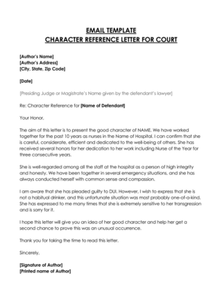 Character Reference Letter for Court (14 Effective Samples)