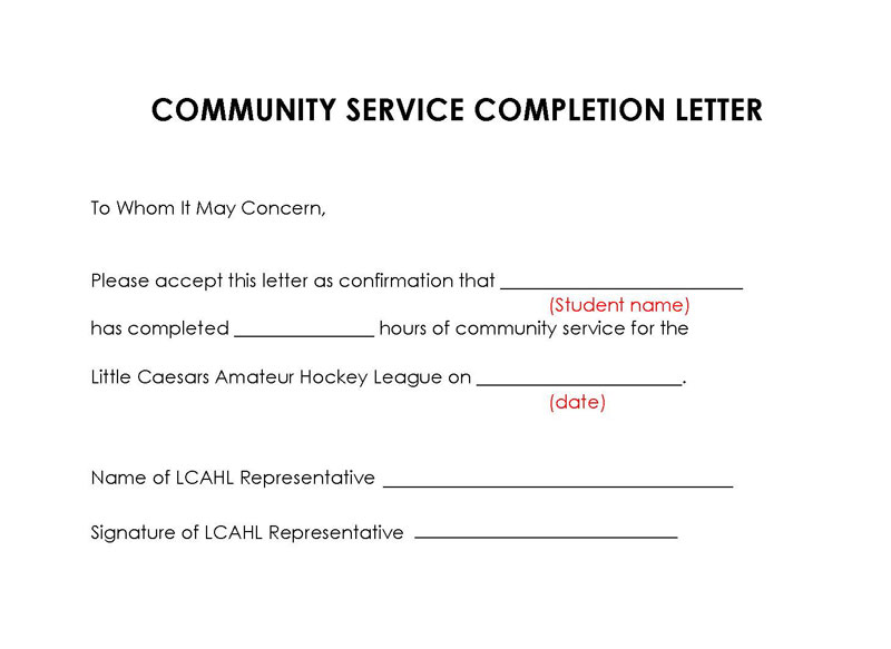 "Community Service Letter Example for Free"