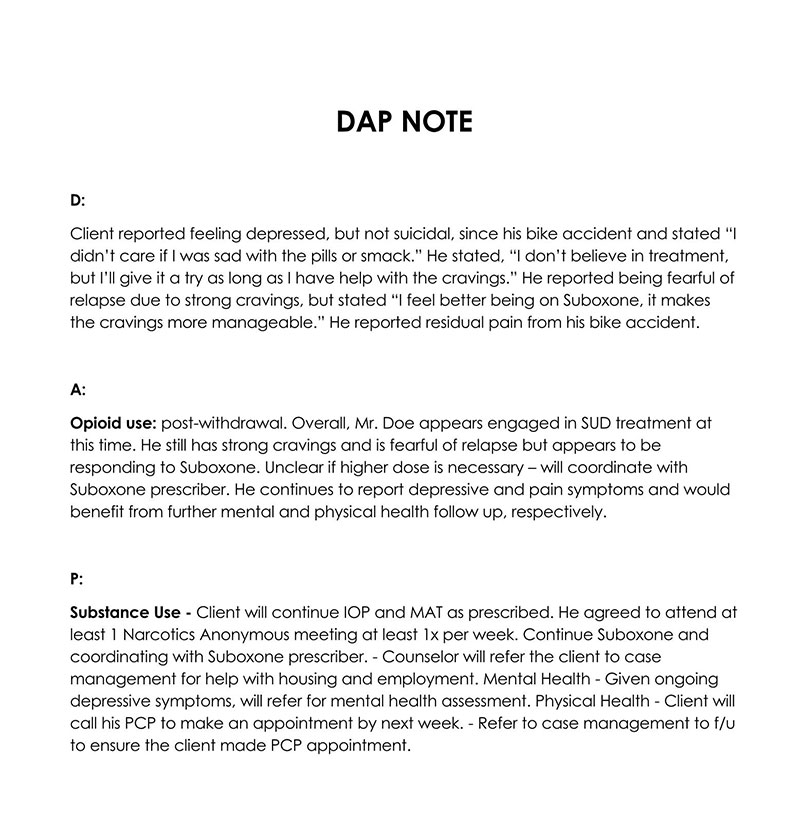 dap note example for depression