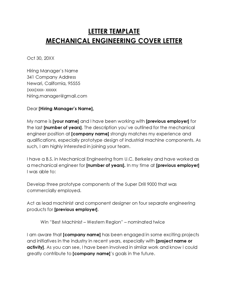 civil engineer cover letter