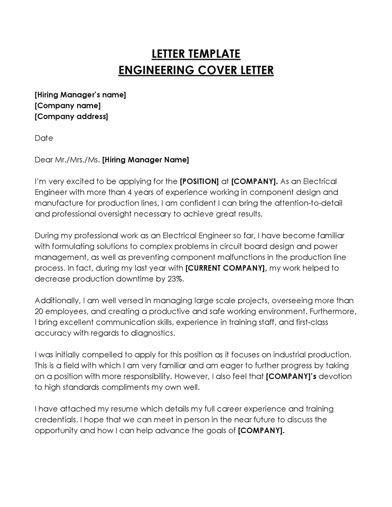 mechanical engineer cover letter