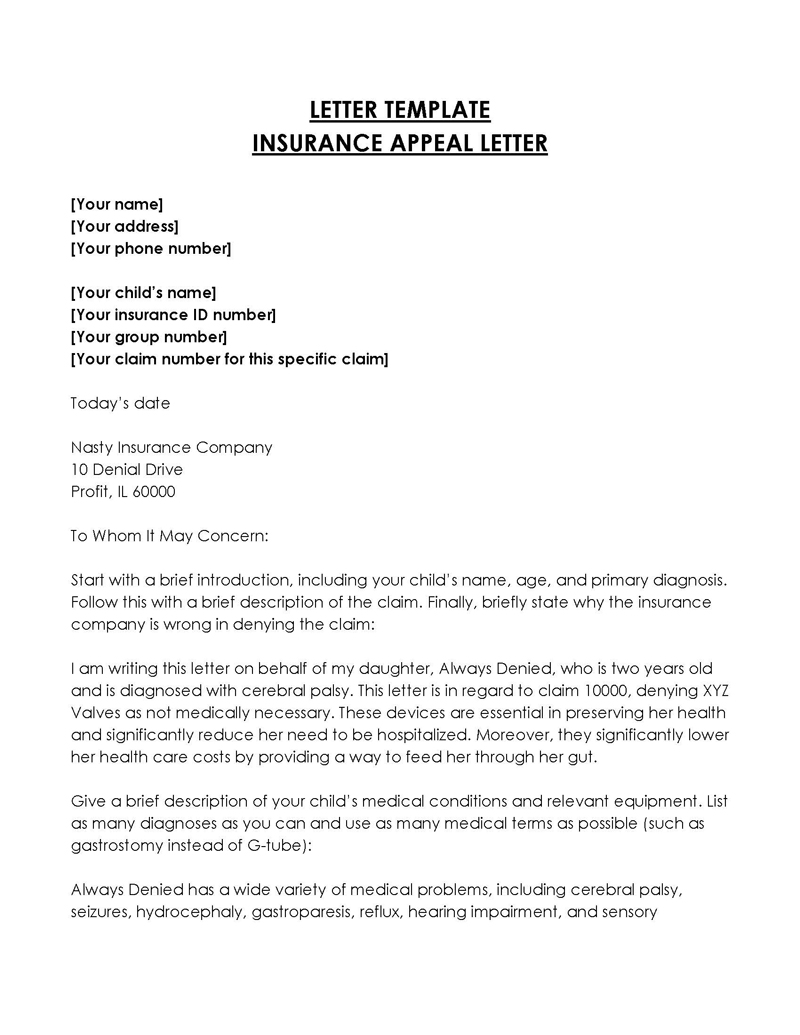appeal letter for denied claims