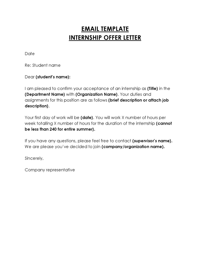 internship offer letter email
