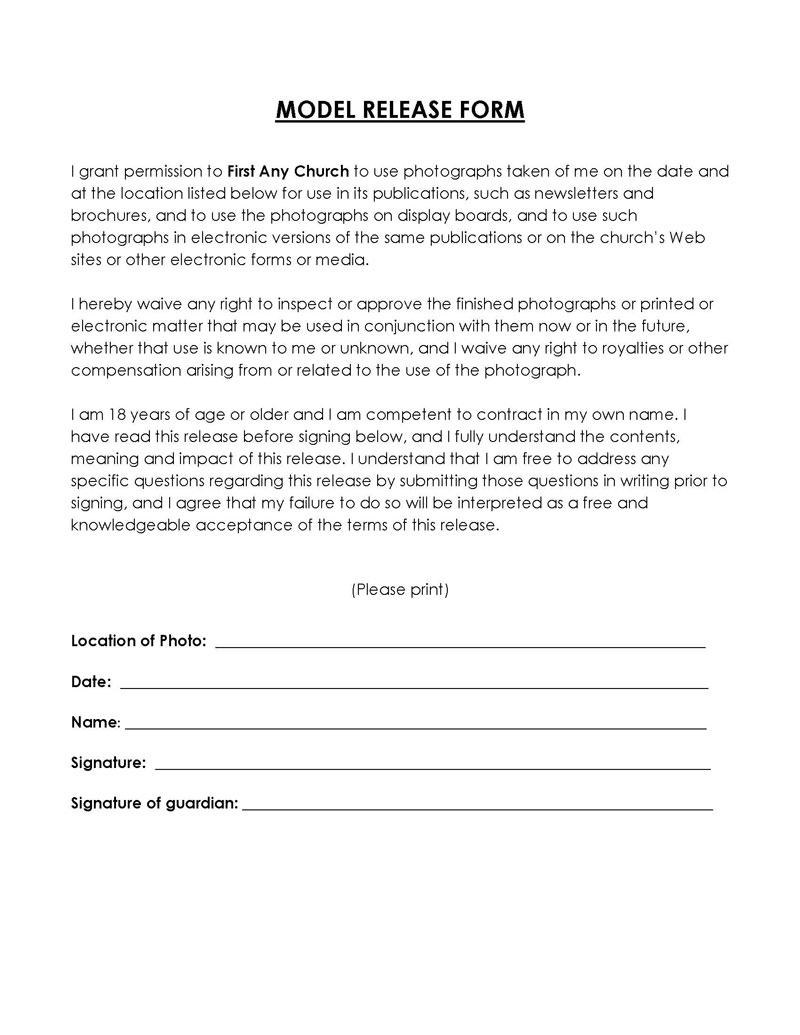 model release form for video