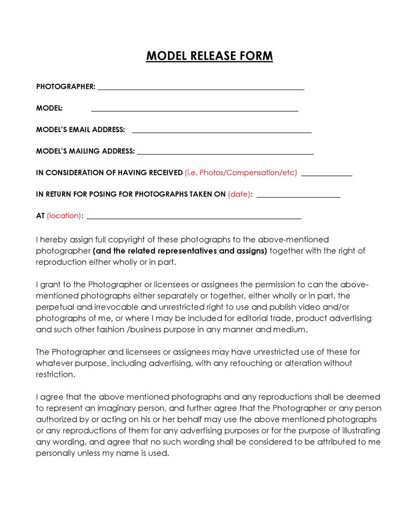 photography model release form pdf