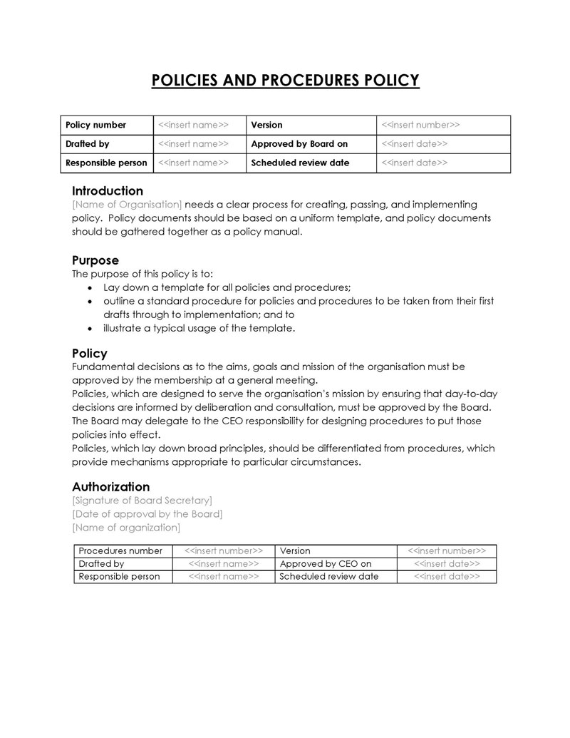 policies and procedures template for small business pdf
