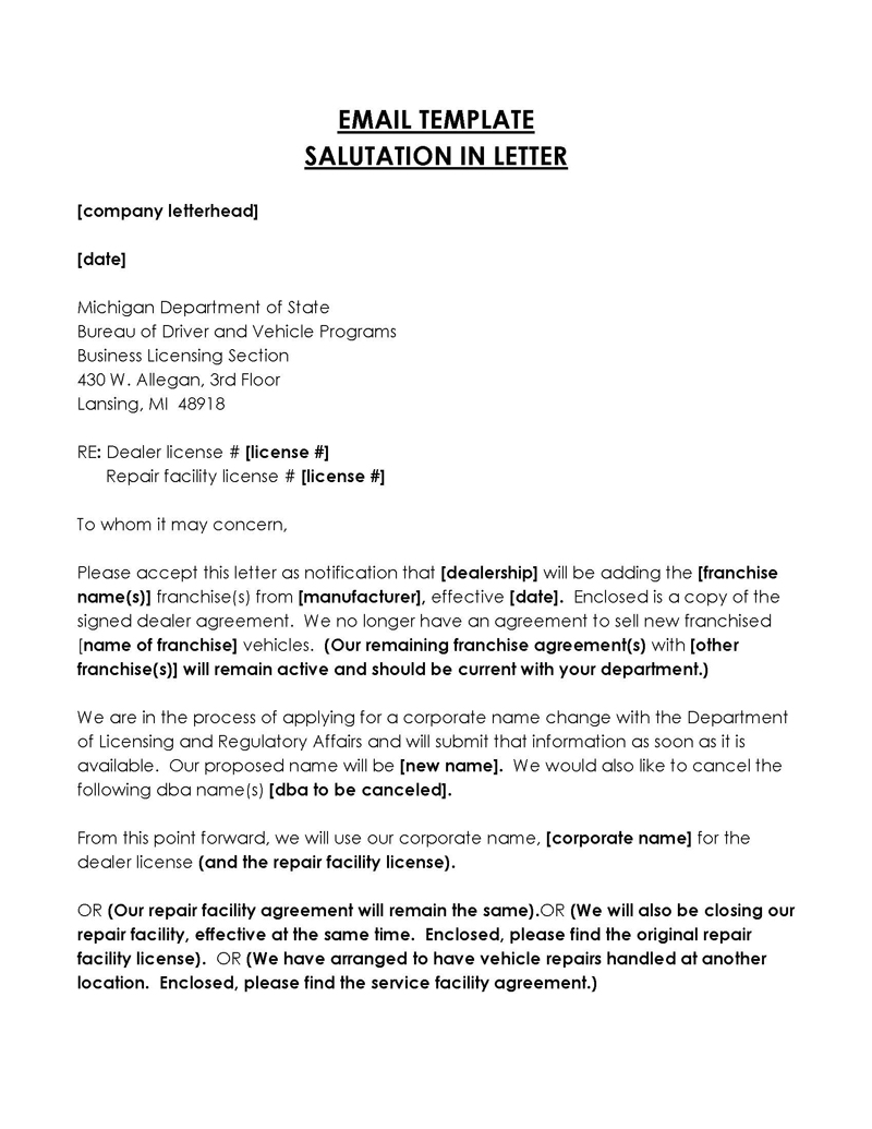 Formal Salutation Template