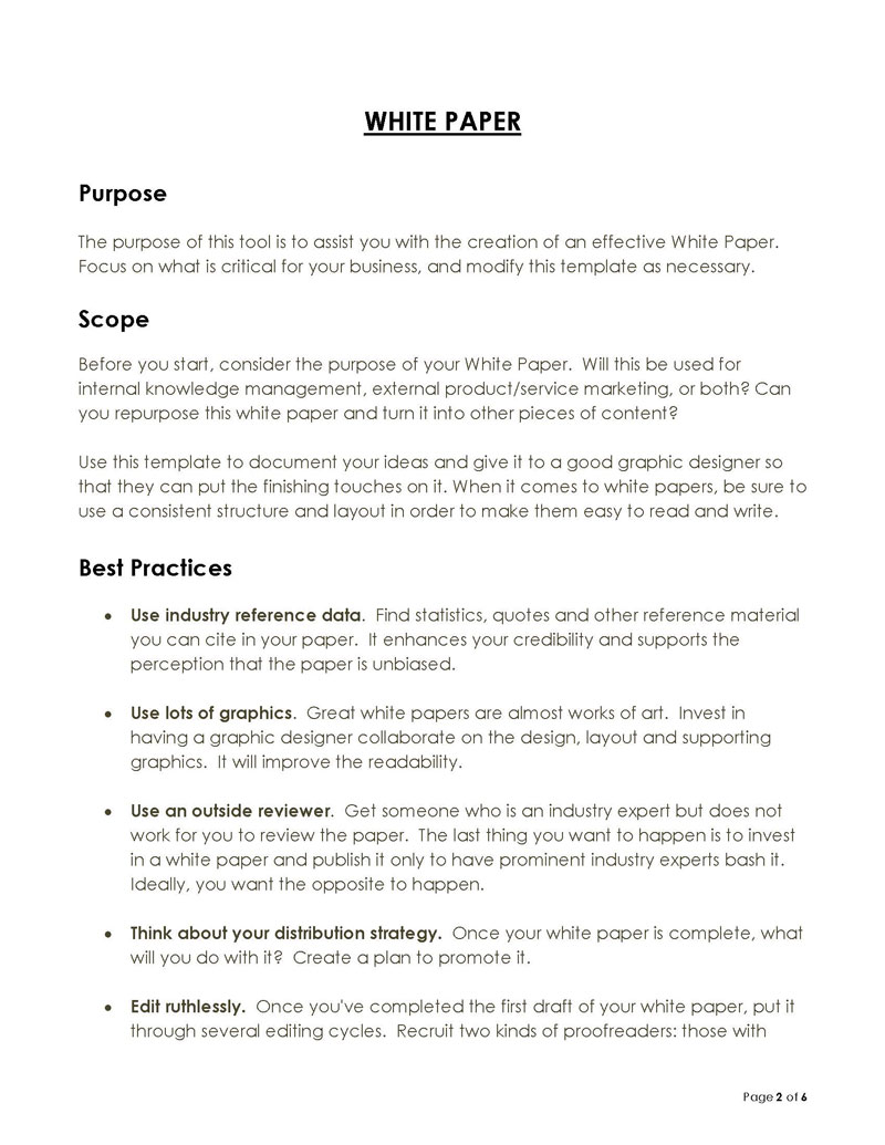 Great Printable General White Paper Outline Template 03 for Word Document