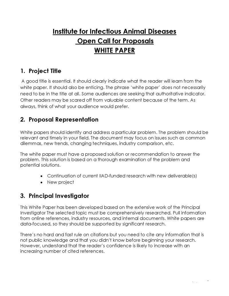 Great Printable Open Call for Proposals White Paper Outline Template for Word Document