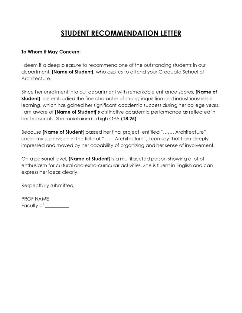 recommendation letter for student from teacher pdf