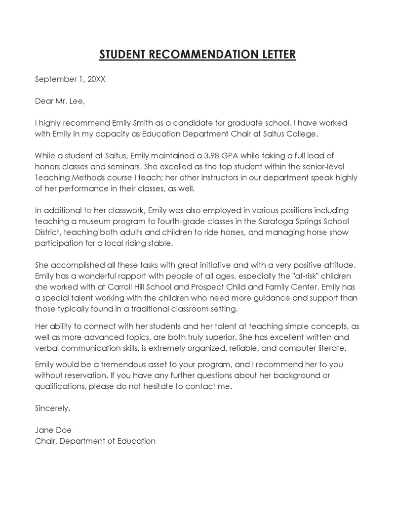 30 Free Letter of for Student Templates