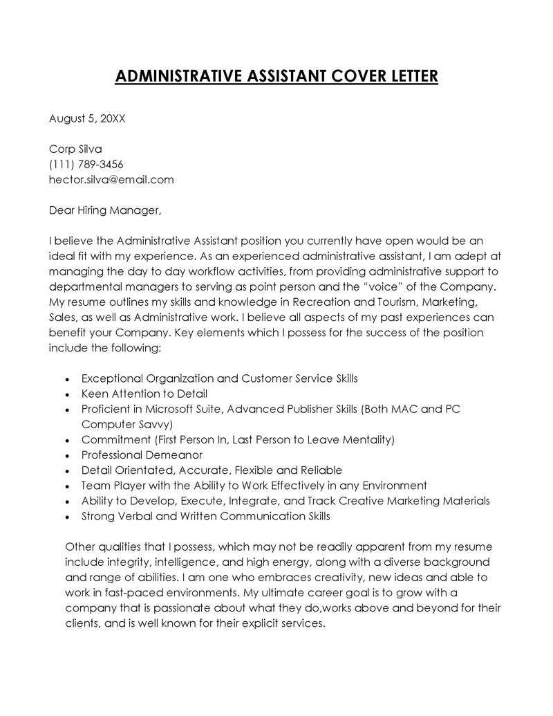 cover letter for administrative assistant fresh graduate