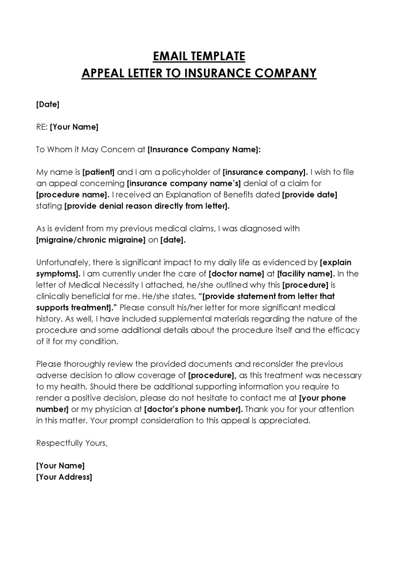 Free Appeal Letter to Insurance Company 02 for Word