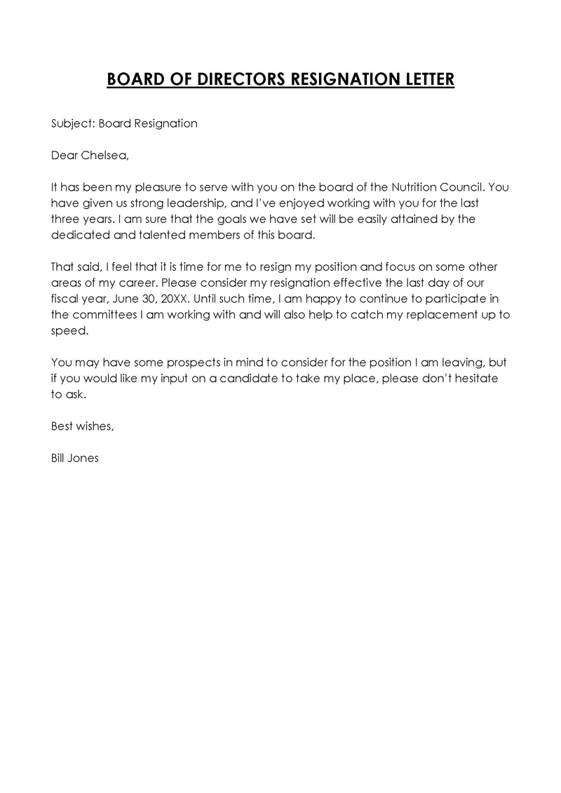 director resignation letter sample pdf