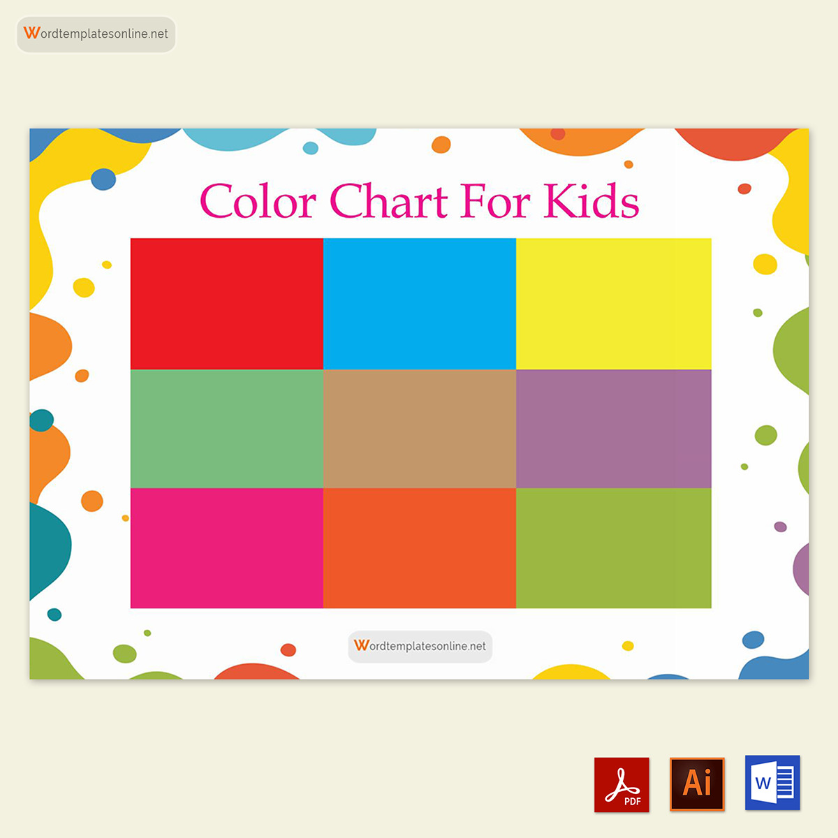 Free Printable Rainbow Coloring Chart for Kids Sample 01 in Word and Adobe Format