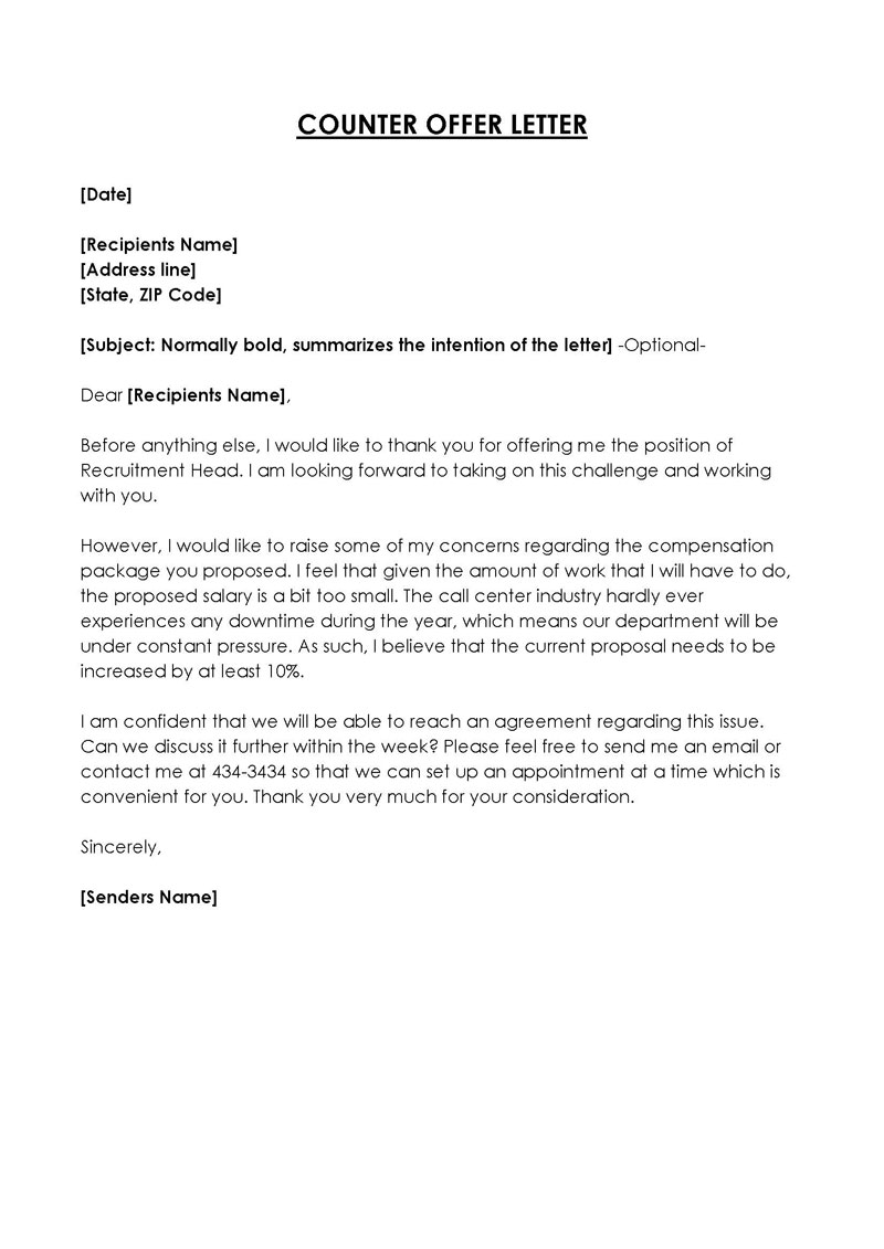 22 Samples of Job CounterOffer Letters (For Salary)