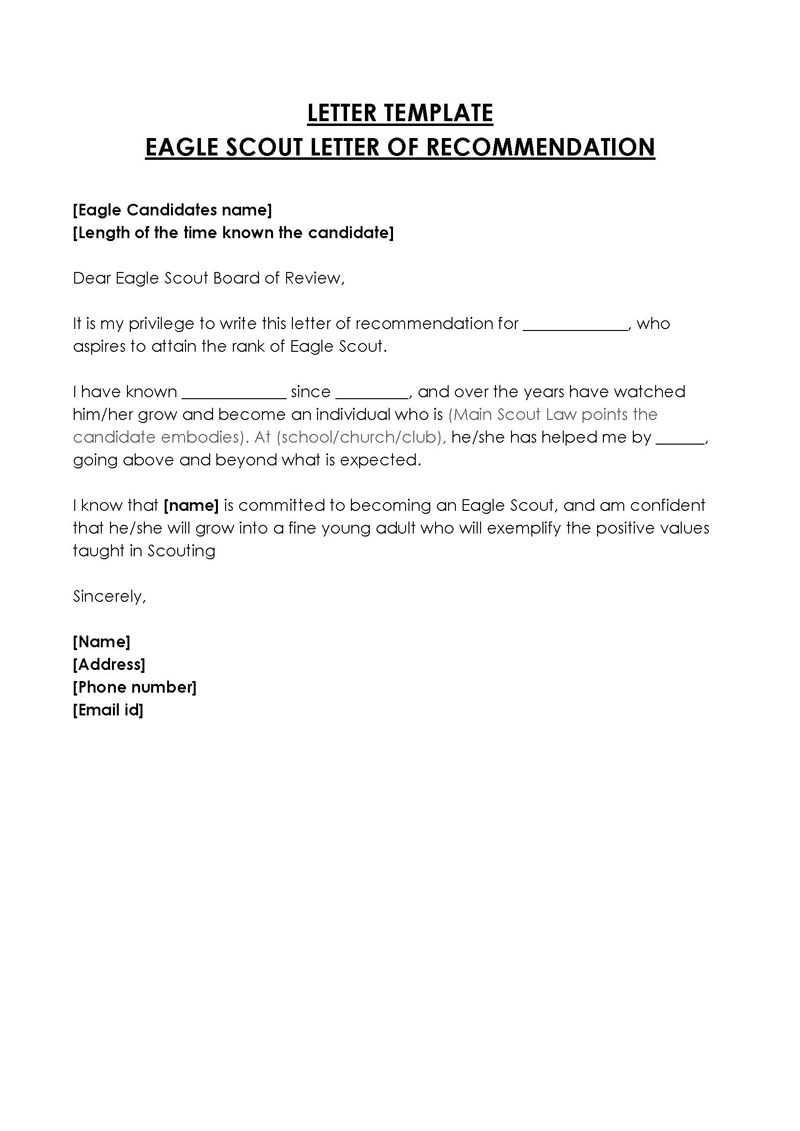 Free Eagle Scout Letter of Recommendation Template 01