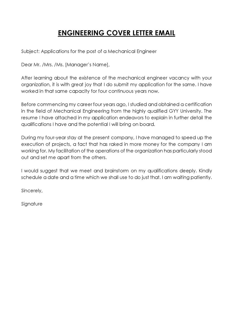 Editable Engineering Cover Letter Template