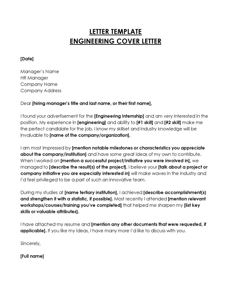 Editable Engineering Cover Letter Sample