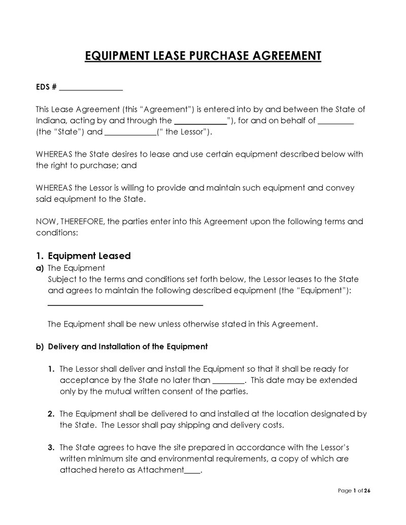 "Printable Equipment Rental Agreement Example"