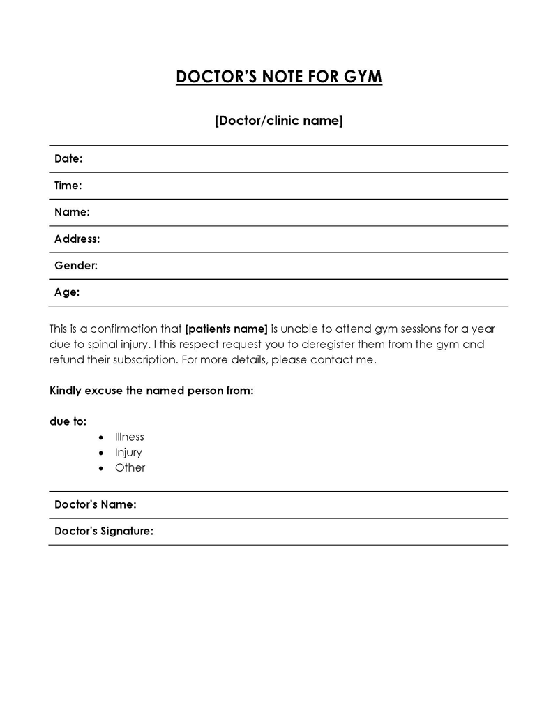 Free Doctor Note Template - Printable Sample