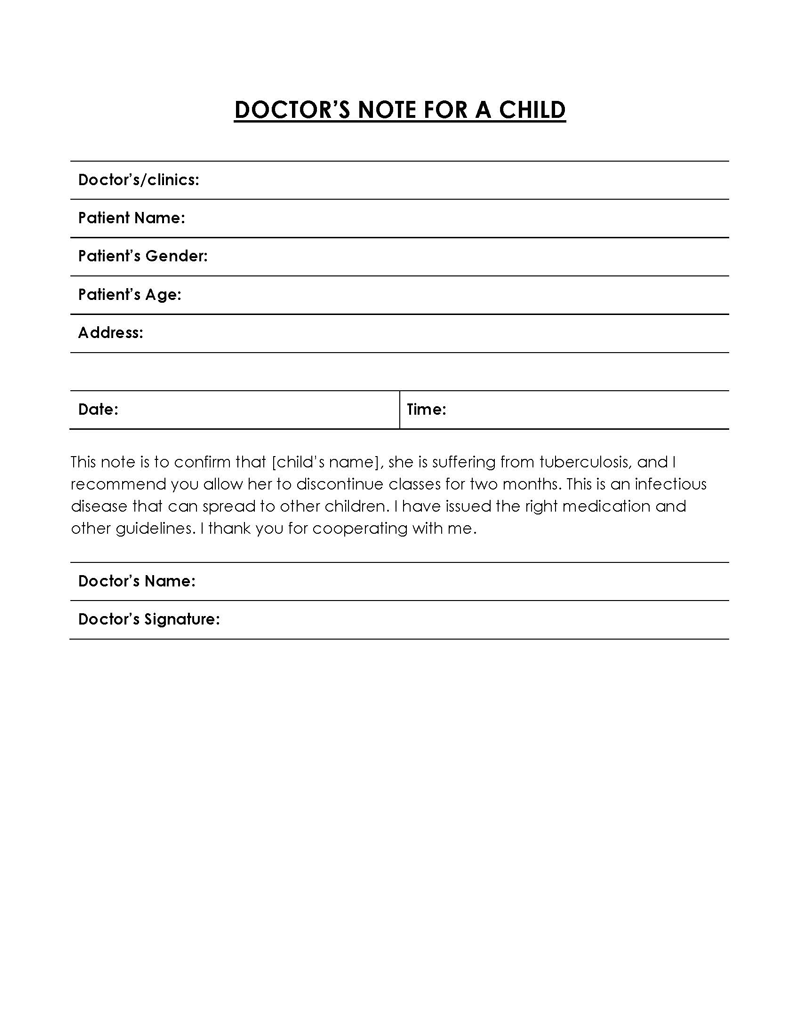 Doctor Note Template - Word Document Example