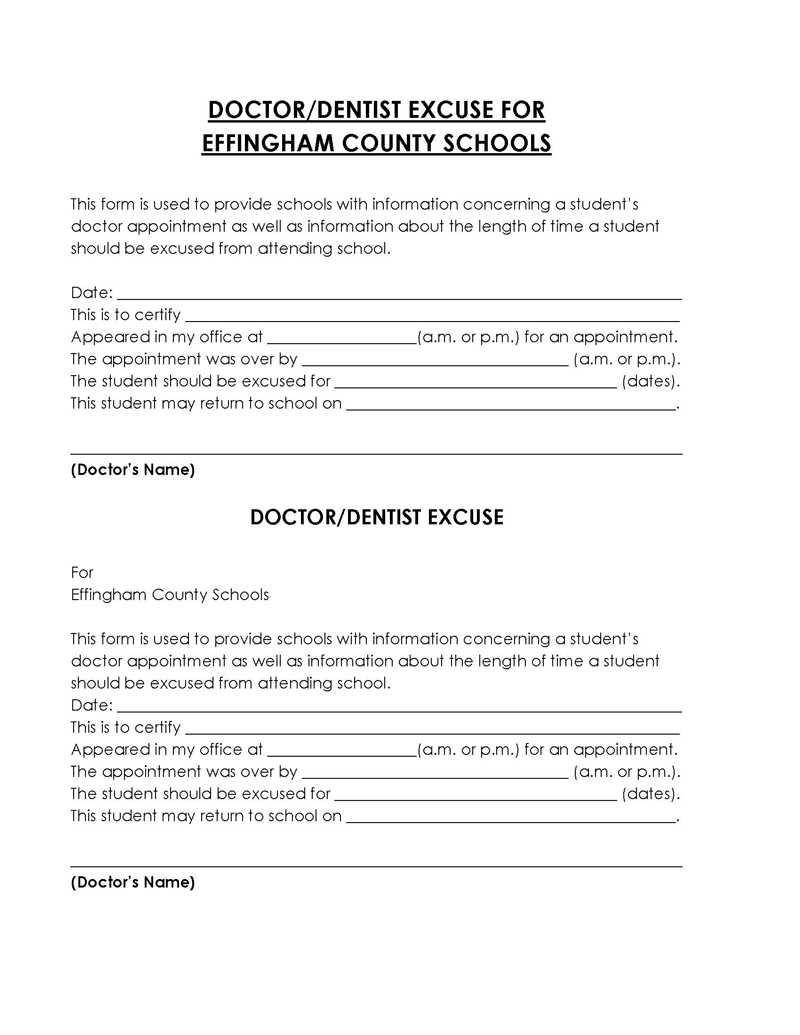 Doctor Note Template - Editable Format Example