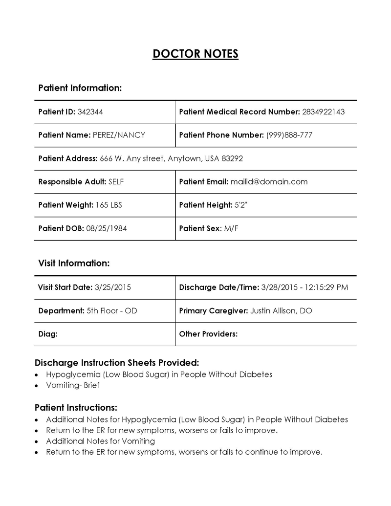 Doctor Note Template - Free Printable Example