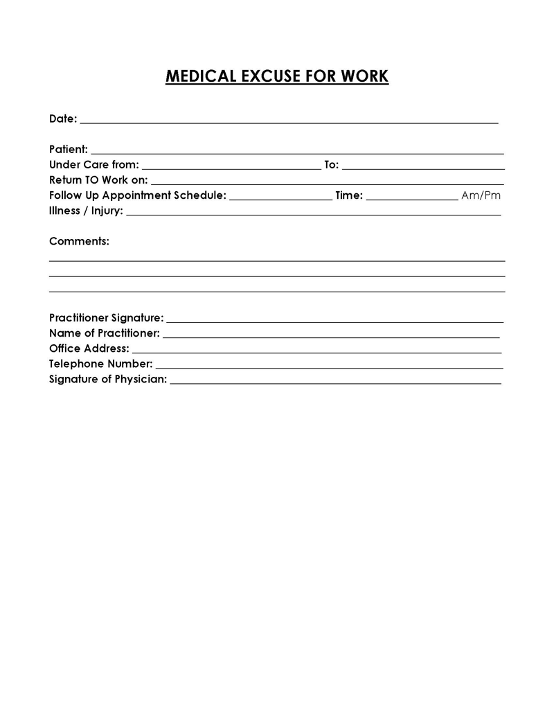 Doctor Note Template - Editable Word Document Sample